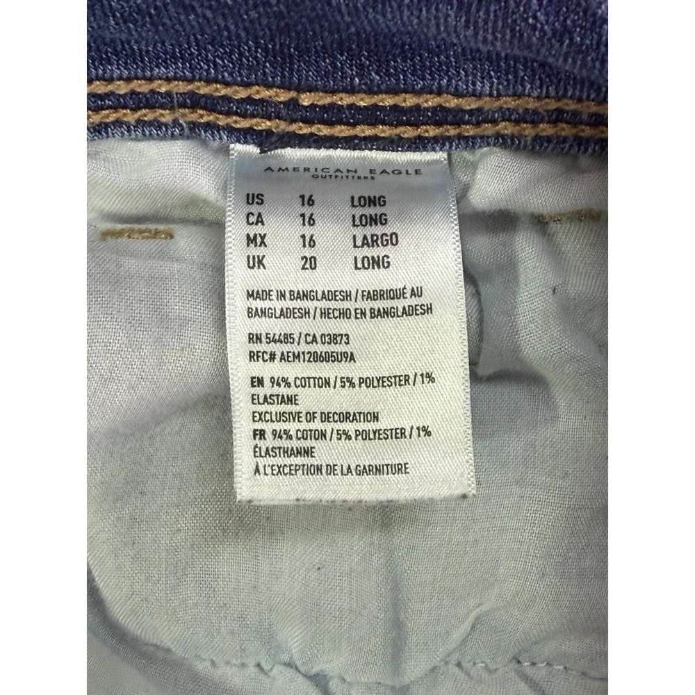 American Eagle Jeans Womens 16 Long Blue Kick Boot Medium Wash Mid Rise